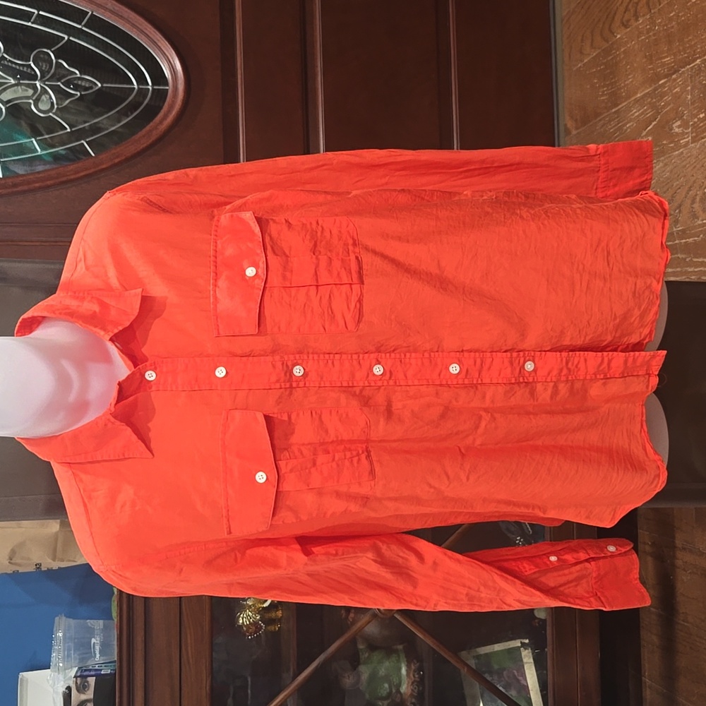 Lauren Ralph Lauren Orange Long Sleeve Shirt, M